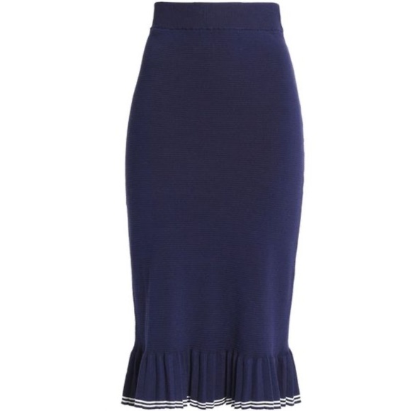 Marc Jacobs Dresses & Skirts - Black Marc Jacob Striped Cotton Fluted Midi Bodycon Pleated Bottom Skirt